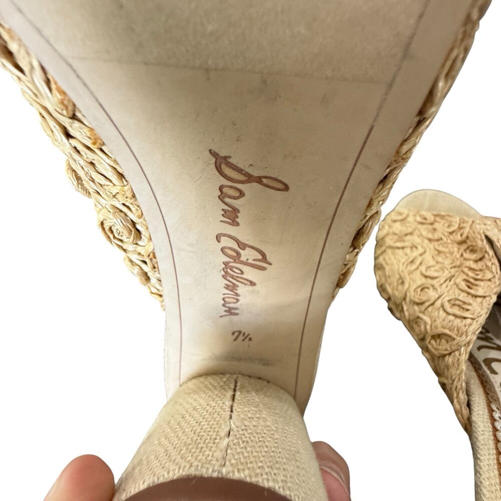 Sam Edelman Sareen Natural Woven Raffia Open-Toe Block Heeled Mule Sandals 7.5 - Picture 9 of 12